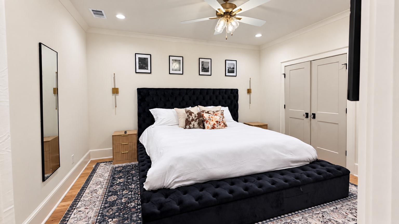 The Clubhouse Suite bedroom — wide view