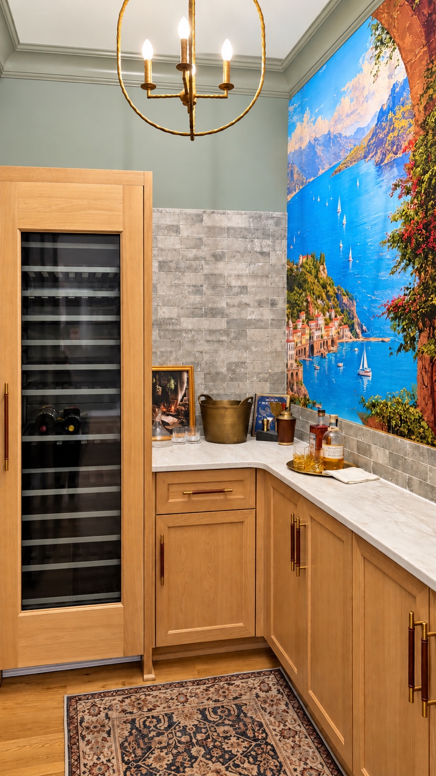 Wine cellar cabinetry and beverage refrigerator