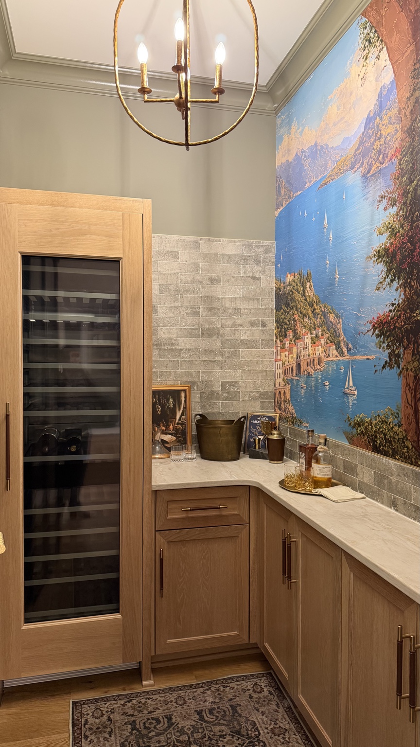 Wine cellar and bar with coastal mural