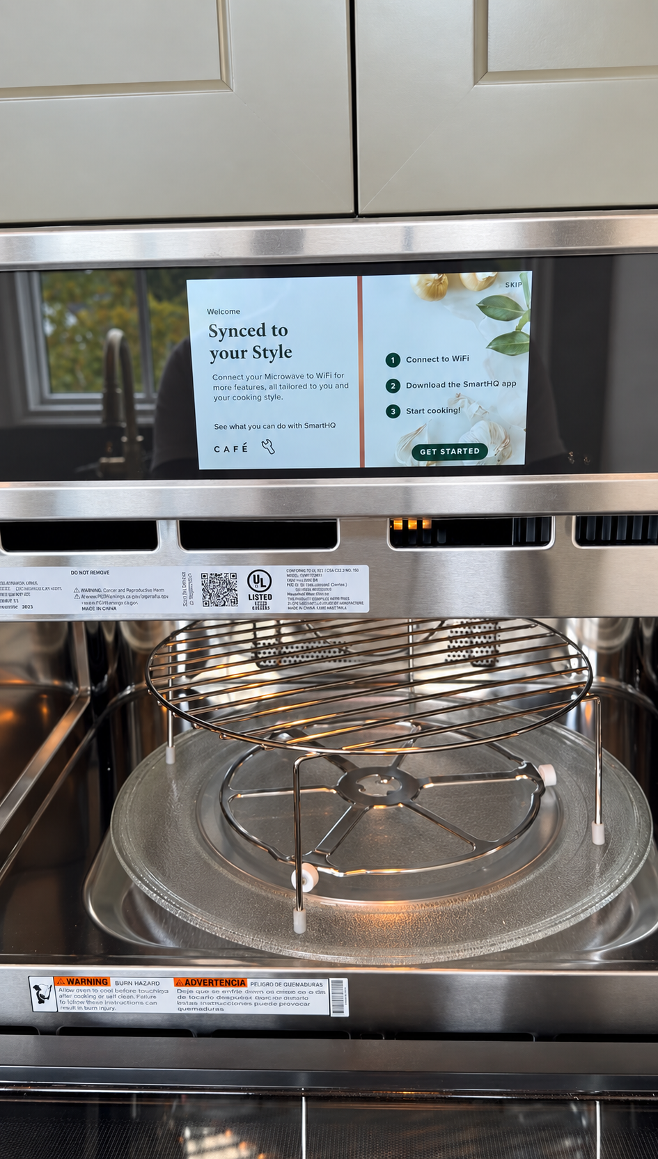 Café smart microwave and convection oven interior