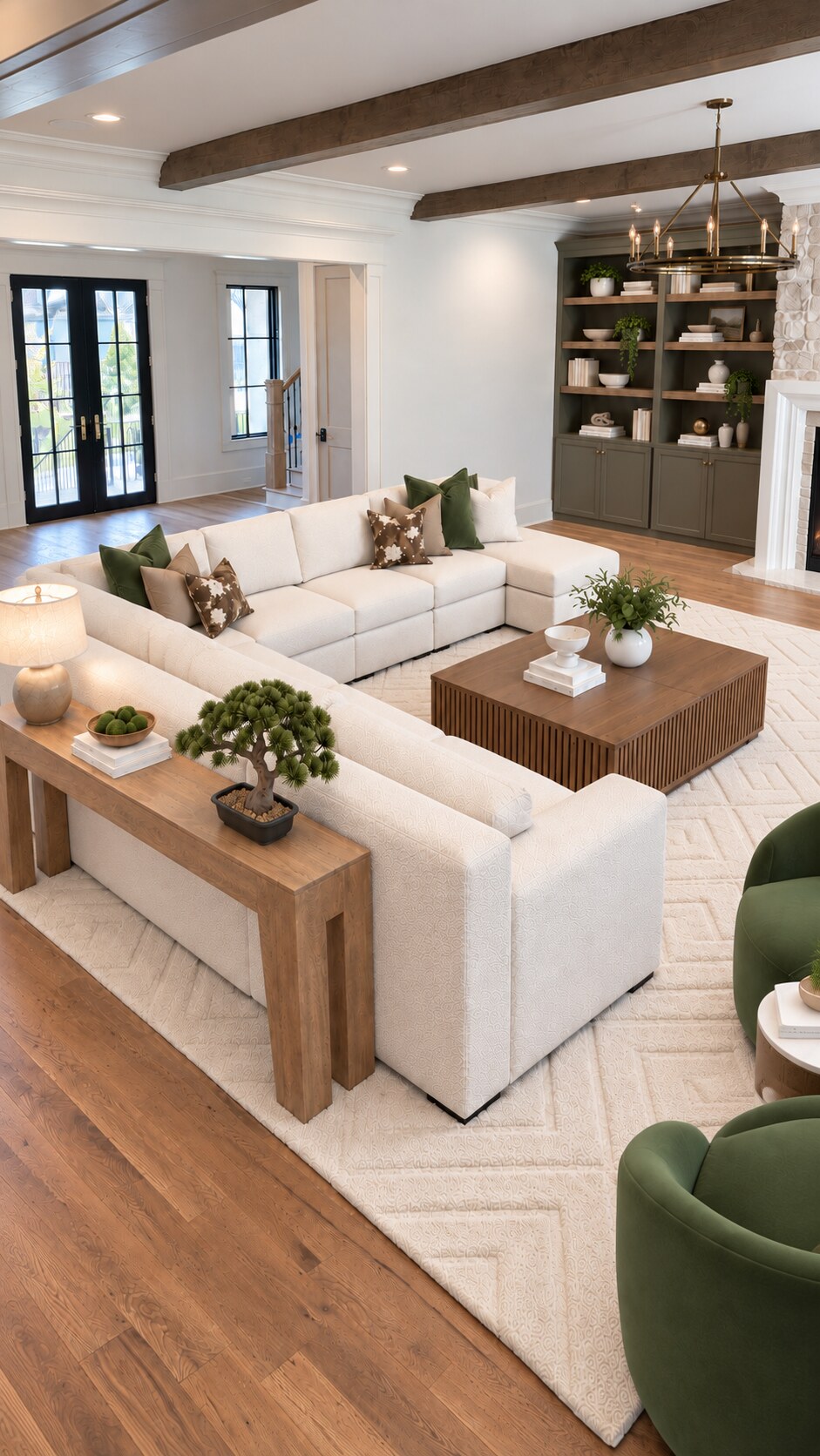 Living room sectional viewed from the kitchen